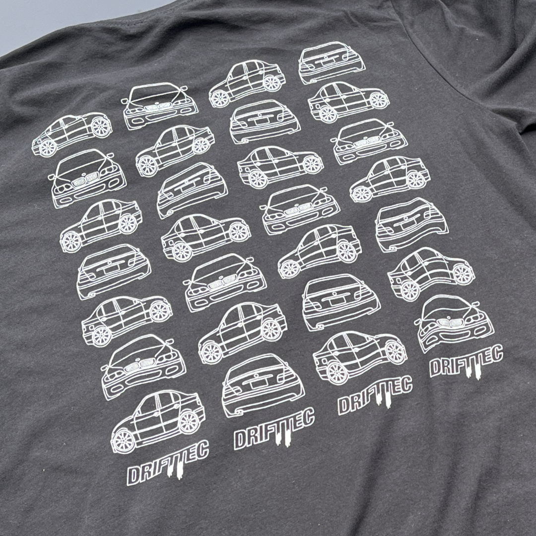 Close up view of mini e46 shirt