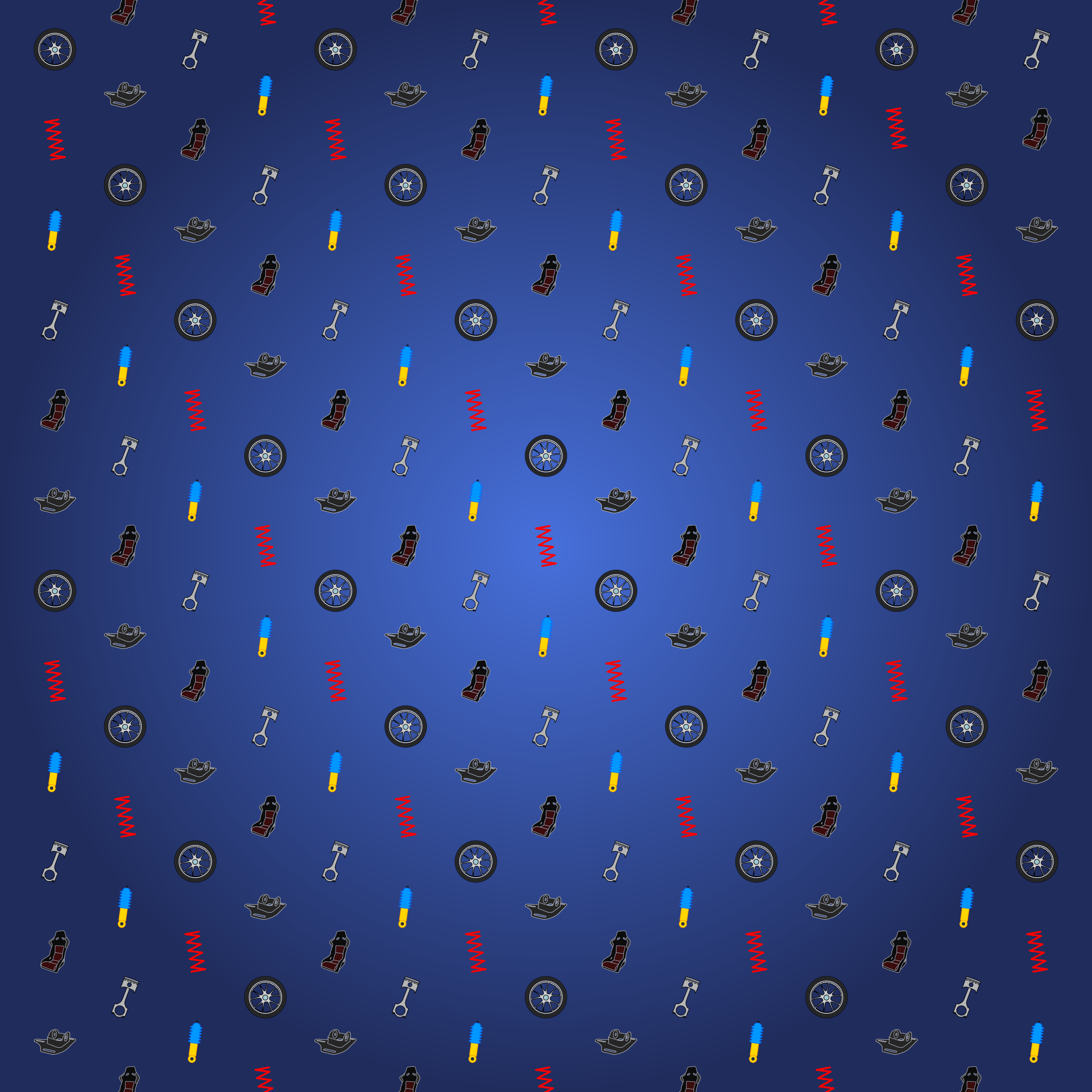 Background pattern with images of cartoon car parts